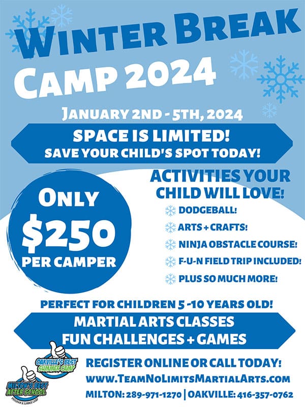 Winter Break Camp | No Limits Martial Arts Milton